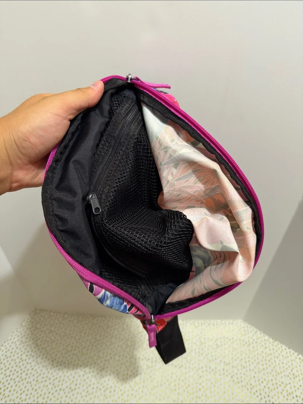 Nike Pink Floral Fanny Pack with Black Strap